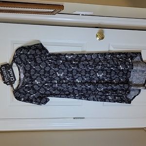 LuLaRoe XS Carly Dress Short Sleeve Black Gray Floral